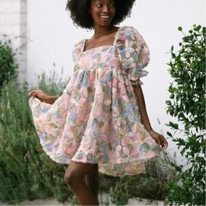 Morning Lavender size L Floral Stacy Sequin Babydoll Dress *Small Imperfection